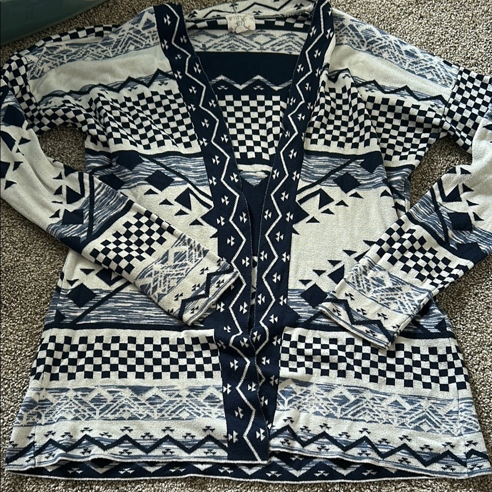 Hippie Rose Navy and Cream Knit Cardigan